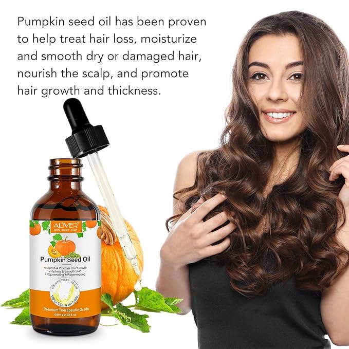 2 Pack Pumpkin Seed Oil, Pumpkin Seed Oil for Hair Growth, Pure Cold Pressed Pumpkin Seed Oil for Dry Damaged Hair Growth, Hydrating, Scalp Moisturizer, Nourishment