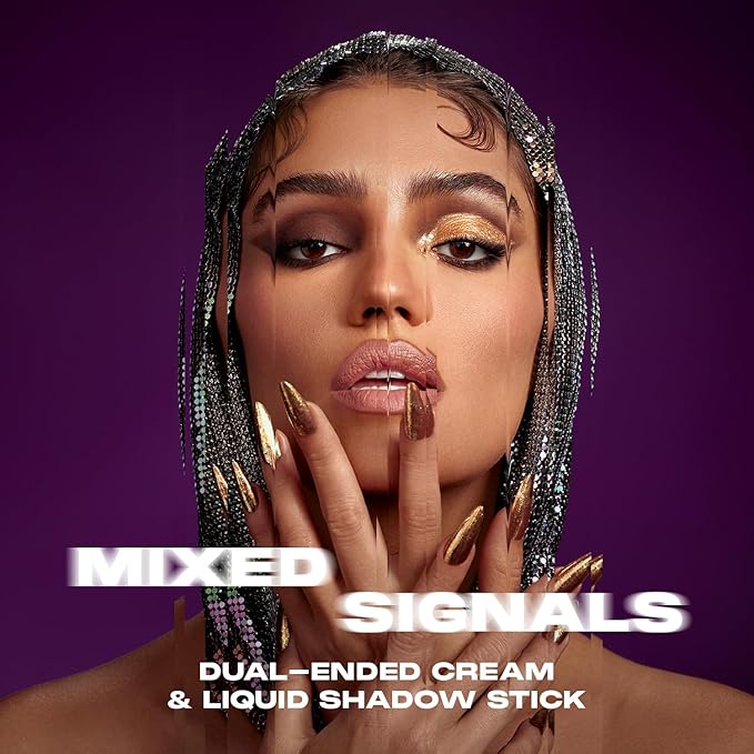 Morphe Mixed Signals Dual-Ended Eyeshadow Stick - Cream Eyeshadow Pigment & Chrome Liquid Flakes for Bold, Layered Eye Makeup Looks - Committed/Conflicted (0.96 oz)