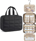 BAGSMART Travel Toiletry Bag for Women, Hanging Travel Bag for Toiletries, Puffy Makeup Cosmetic Bag Organizer, Carry-on Travel Accessories Essentials, Black