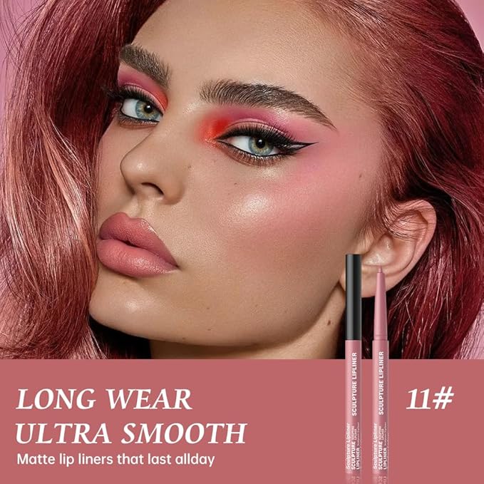 12 Colors Matte Lip Liner Pencil – Long Lasting Waterproof Lip Liner, Smudge Proof Transfer Proof Lip Pencil, High Pigment Lip Makeup for Defining & Filling Lips (11#, 1PCS)