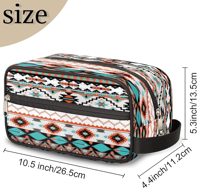 Aztec Ethnic Aztec Geometric Travel Toiletry Bag for Women Men Organizer Cosmetic Makeup Bag Waterproof Lightweight Shaving Bag Dopp Kit Large Capacity for Toiletries and Shaving Accessories