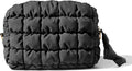 Yarnic Quilted Makeup Bag Cosmetic Bag, Travel Toiletry Bag for Women, Cute Makeup Bag Organizer Black Puffer Makeup Pouch (M, Black)