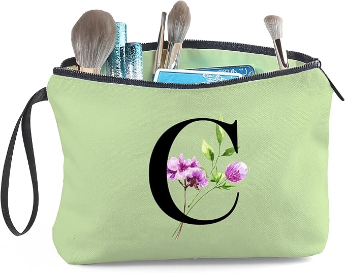 Birthday Thank You Appreciation Monogrammed Gifts for Mom Aunt Teacher Sister Friend Coworkers Bride Bridesmaid Makeup Cosmetic Bag with Mirror Mothers Day Christmas Graduation C