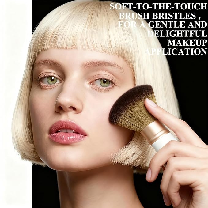Makeup Brush Retractable Kabuki Brush for Liquid, Powder, Cream, Foundation, Powder Blush, Bronzer, and Flawless Face - White, Travel Size
