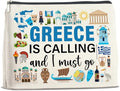 Greece Travel Gifts Makeup Bag Souvenir Gifts for Women Friends Traveler Cosmetic Bag Greece Is Calling Zipper Makeup Pouch Gift