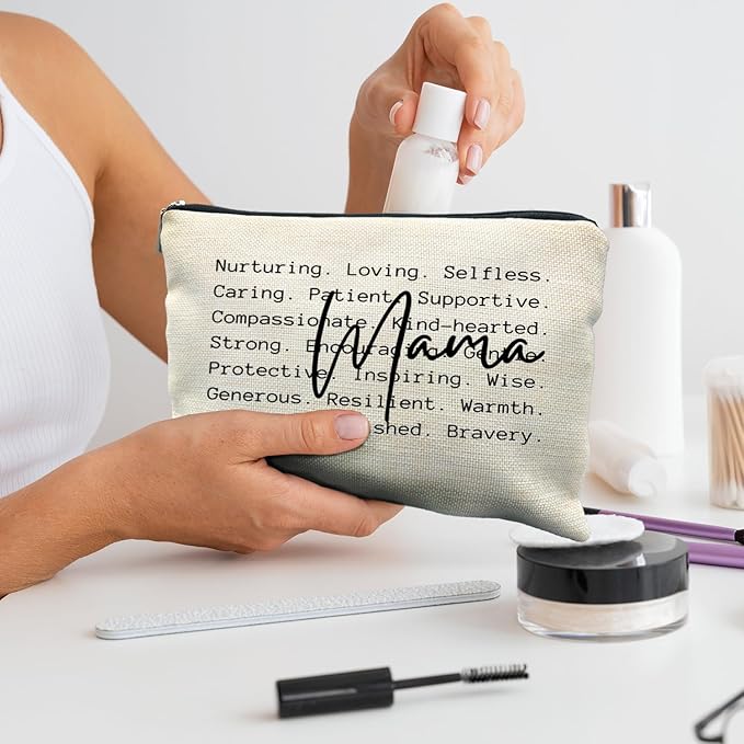 Mama Makeup Bag, Mother's Gifts for Mama, Mama Mom Gifts from Daughters Sons, Mama Makeup Bag Cosmetic Pouch