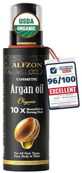 𝐏𝐫𝐞𝐦𝐢𝐮𝐦 Moroccan Argan Oil 100% Pure USDA Organic Hair Treatment, Cold Pressed For Dry, Damaged, Curly & Frizzy Hair, Skin, Face, Body & Beard Natural Anti Aging for Women & Men, Large 3.38 oz
