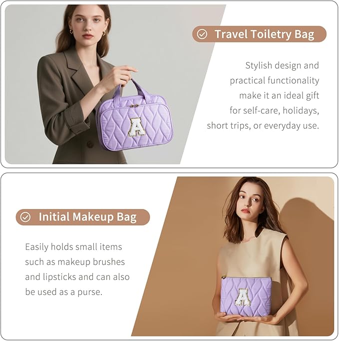 YOOLIFE Graduation Gifts for Her - Hanging Toiletry Bag for Women, Travel Toiletry Bag Makeup Bag, Personalized Travel Essentials for Women Purple - E