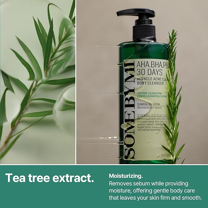 SOME BY MI AHA BHA PHA 30 Days Miracle Acne Clear Body Cleanser – 13.5oz, 400ml – Daily Exfoliating Tea Tree & Salicylic Acid Acne Body Wash – Deep Cleanses Sebum, Oil & Impurities – Korean Skin Care