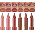 Jolilab 6PCS Lip Liner Lipstick Mini Set, Gradient Matte Nude Velvet Lip Liner Pencil High Pigmented Long Lasting Natural Smooth Lip Makeup Easy-to-Use Crayon Form and Cone Tip