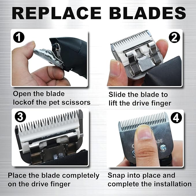 2 Pack Size 10# Detachable Clipper Ceramic Blades, Dog Grooming Clipper Replacement Blades Compatible with Andis Dog Clippers, Wahl KM Series Clippers, Oster A5, Cut Length 1/16"(1.5mm) Silver