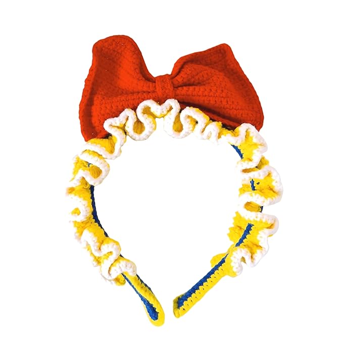 Crochet Knitting Hair-barrettes for Girls/Daughter, Gift for Her Birthday, Finished Handmade Wool Bow Knitted Red Bow