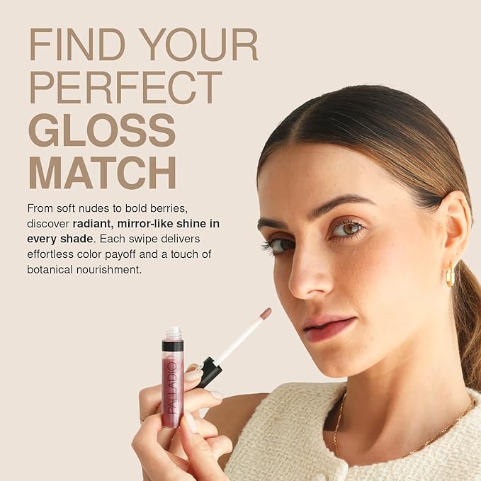 Palladio Lip Gloss, Non-Sticky Lip Gloss, Contains Vitamin E and Aloe, Offers Intense Color and Moisturization, Minimizes Lip Wrinkles, Softens Lips with Beautiful Shiny Finish, Passion Pink