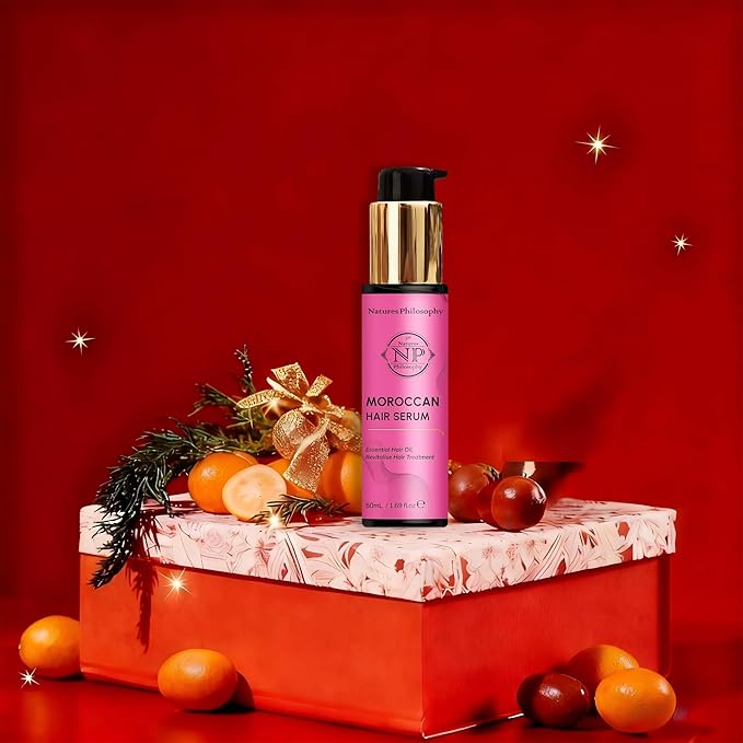NP NATURES PHILOSOPHY Moroccan Argan Oil - Hair Serum Organic, Anti-Frizz, Repairs Damaged Hair, Adds Shine for All Hair Types Aussie Allergy-Free Moroccan Oil Hair Products 1.69 Fl oz