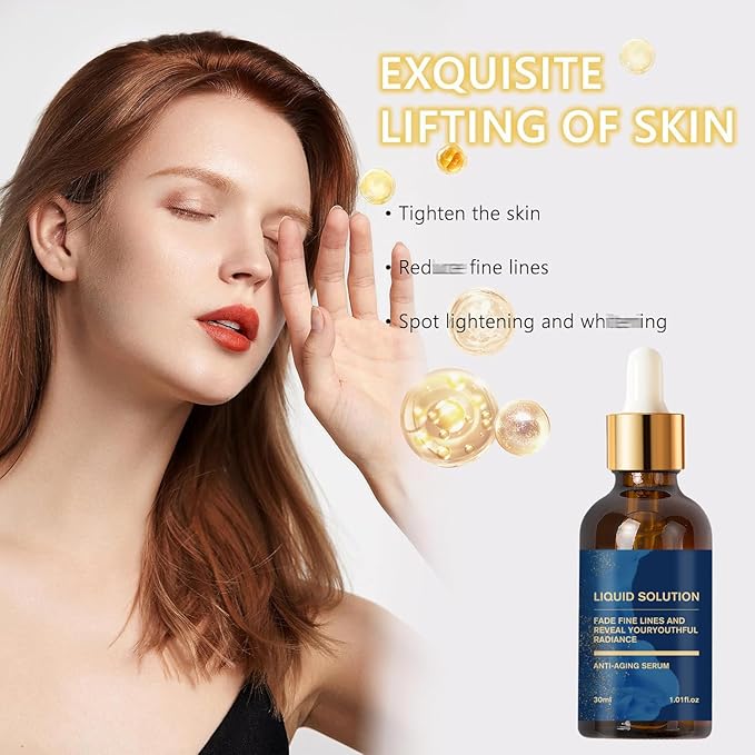 Liquid Solution Anti Aging Serum, Vitamin C Gel, Anti Aging Face Tightening, Boost Skin Collagen, Reduce Wrinkles & Plump Skin(3pcs)