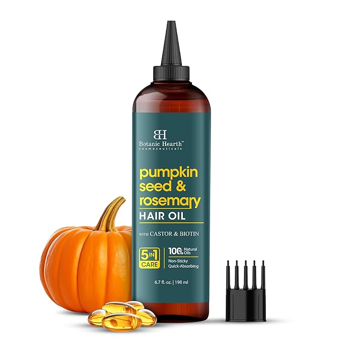 Botanic Hearth 100% Pure Rosemary Oil For Hair Growth | Infused with Pumpkin Oil | Hair Oil Repairs Dry Damaged Hair, Strengthening, Healthier - Hair Tonic, 6.7 fl oz