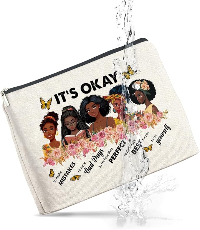 Inspirational Black Women Gifts Makeup Bag, Motivational Gifts for Black Women Girl African American, Zipper Makeup Pouch