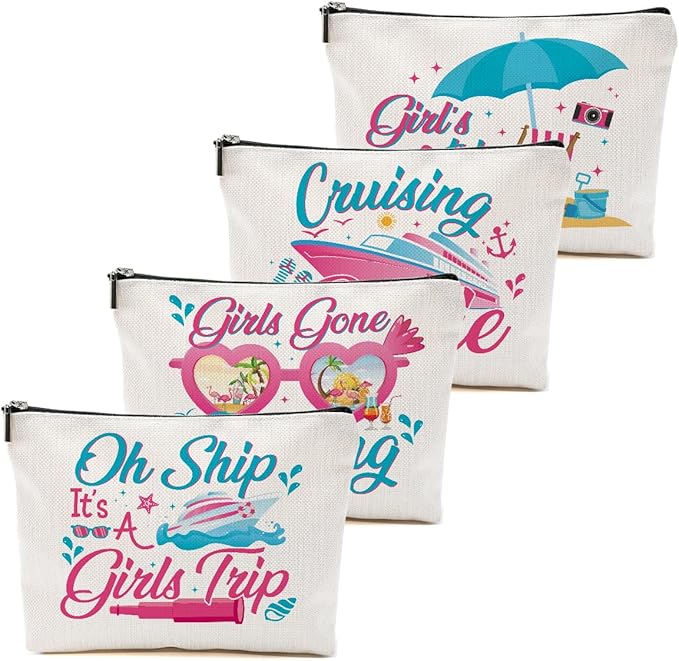 1 Pcs 3 Pcs 4 Pcs Makeup Bag, Girls Trip Gifts Favors Girls Weekend Gifts, Friendship Gifts for Women Bestie Bride