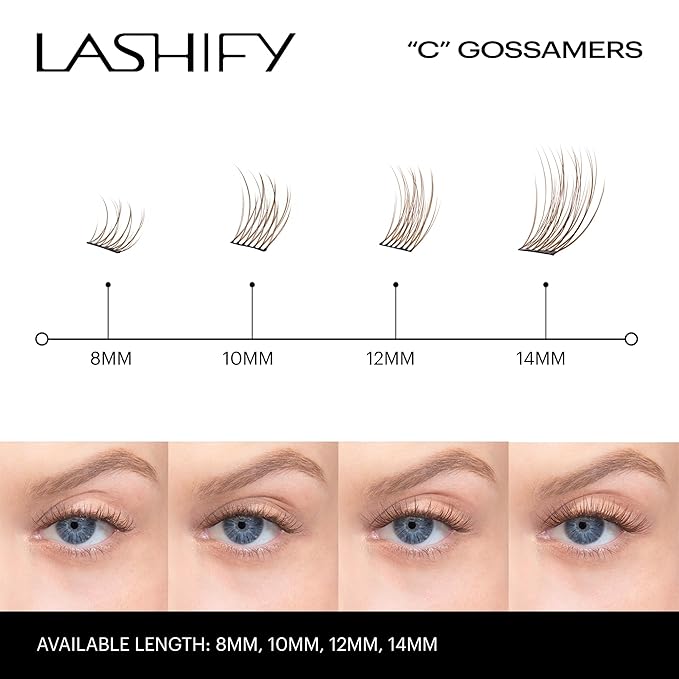 Lashify Curl 8mm Gossamer Eyelash Extensions Refill, Ash Color, DIY False Lashes for a Natural Look