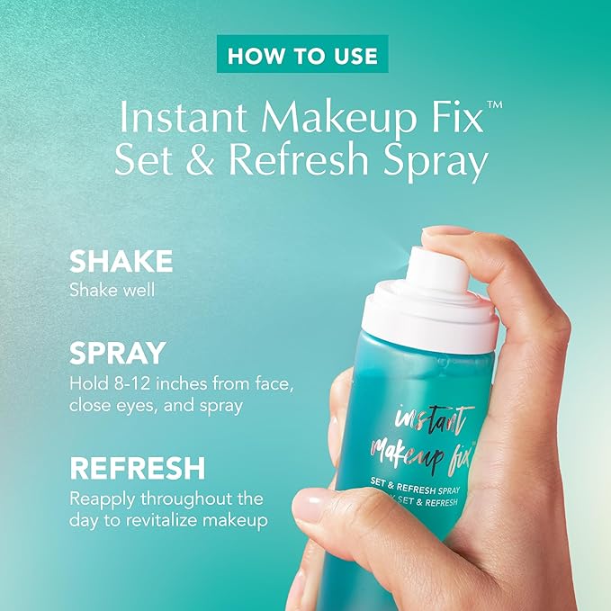 Thrive Causemetics Instant Makeup Fix Set & Refresh Spray, Makeup Setting Spray with Hyaluronic Acid, Lightweight, Hydrating & Long Lasting Face Spray, 16 Hour Wear, Vegan & Cruelty Free, 3.4 fl oz
