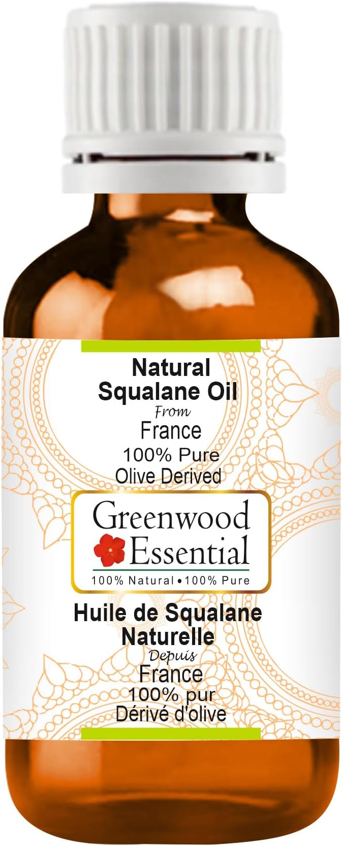 Greenwood Essential Natural Squalane Oil (derived from Olives) | Infused | Pure | Non-Sticky | Lightweight | For Skin & Hair | Natural | For Men & Women | All Skin Types | 15ml (0.50 oz)