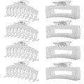 Clear Hair Clips for Women -8 Pack 4.3 Inch Large Matte Banana Claw Clips for Women Thin Thick Curly Hair, Big Strong Hold jaw