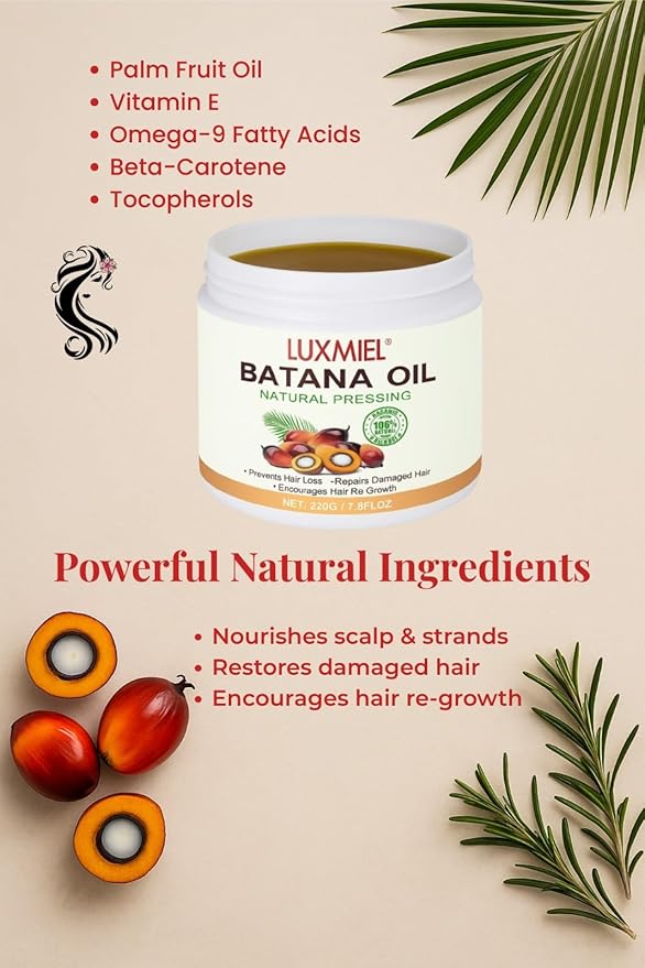 Raw Batana Oil – 100% Pure Honduran Oil for Hair Growth, Scalp Treatment & Edges – Cold-Pressed Natural Moisturizer for Strong, Shiny Hair