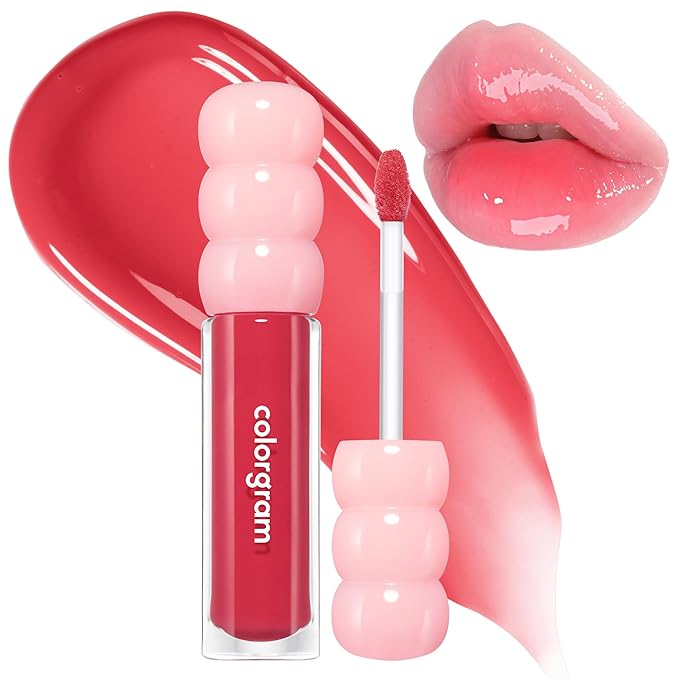 COLORGRAM FRUITY GLASS GLOSS 05 BABY LYCHEE | Non-Sticky Glossy Lip Tint with Glass-Like Shine | Long-Lasting Hydrating Lip Gloss for Smooth & Plump Lips