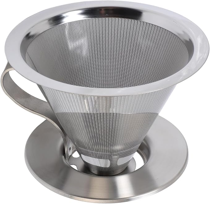 Pour Over Coffee Dripper, Reusable Metal Filter, Portable Cone Filter by GLOGLOW