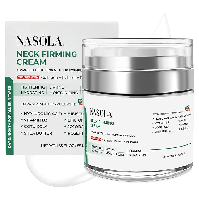 Nasola Neck Firming Cream with Retinol Collagen & Hyaluronic Acid Lifting - Turkey, Saggy Neck Tightener, Skin Tightening Cream, Anti Aging Moisturizer for Décolleté, 1.85 Fl Oz