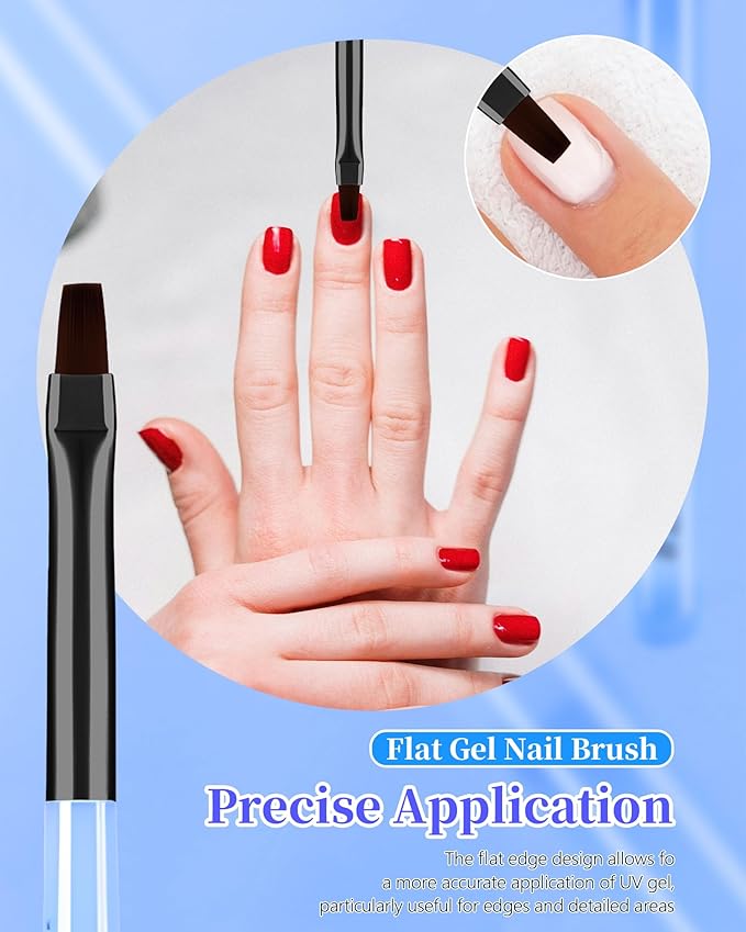 3PCS Nail Art Clean Up Brushes, Round/Angled/flat Acetone Resistant Gel Nail Polish Remover Brush, Nail Brushes for Tidying Up Polish Mishaps on Cuticles, and Nail Art Designs（Marble Blue）