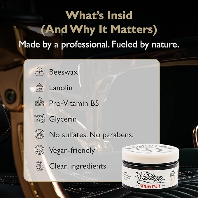 Styling Paste – Medium Hold with Flexible Control and Natural Shine – Enriched with Beeswax & Pro-Vitamin B5 – 3.4 oz (1-pack, Tobacco Vanilla)