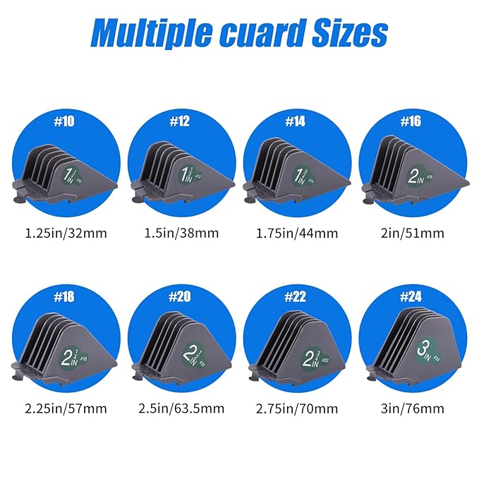 Extra Long Clipper Guards for most Wahl Clippers, 3 Inch Hair Clipper Combs Guides, Fit Wahl Clipper Guides Attachments - 1.25" to 3", 8 Piece Set, Gray Color