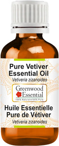 Greenwood Essential Pure Vetiver Essential Oil (Vetiveria zizanoides) Steam Distilled 100ml (3.38 oz)