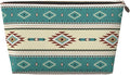 Native Indian Western Tribal Small Makeup Bag for Women - Leather Travel Cosmetic Bag Make Up Pouch Mini Travel Zipper Pouch - Makeup Organizer Bag