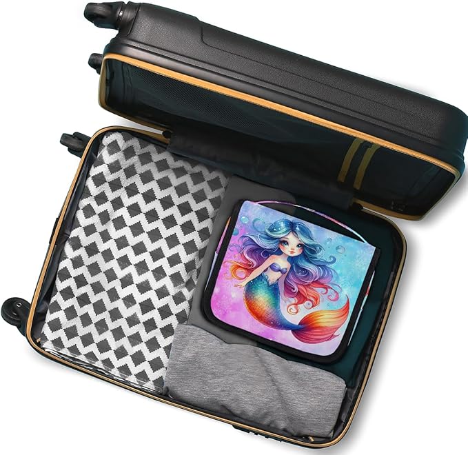 Travel Toiletry Bag for Women & Men Mermaid Rainbow Snowflake Hanging Cosmetic Organizer Portable Waterproof Makeup Case Make Up Bag with Compartments Travel Essentials for Bathroom Shower