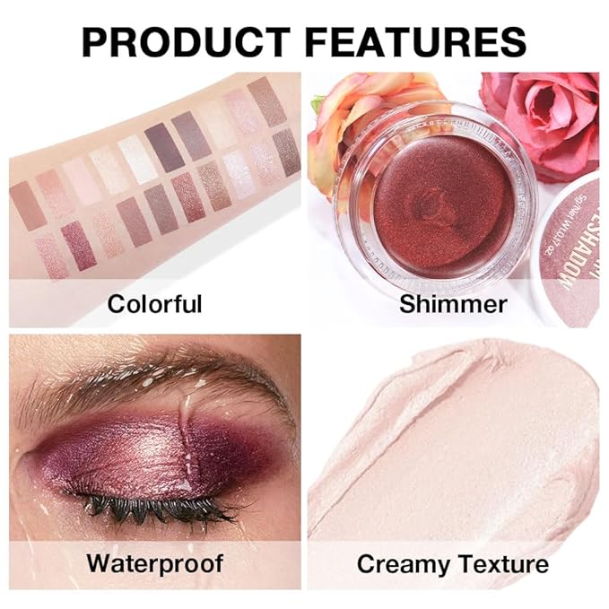 Single Cream Eye Shadow,Silver Purity Shimmer Glitter Natural Nude Monochrome Eyeshadow Palette,Waterproof,Long Lasting Naturing-Looking,Vegan & Cruelty-Free,P06