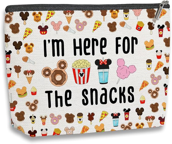 Magic Kingdom Lover Gift Halloween Snacks Cosmetic Bag Snacks Bag for Travel Cute Toiletry Bag for Girls Teens Friends Makeup Organizer Zipper Pouch (for The Snacks White)