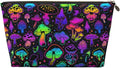 Mushrooms Small Makeup Bag for Women - Leather Travel Cosmetic Bag Make Up Pouch Mini Travel Zipper Pouch - Makeup Organizer Bag