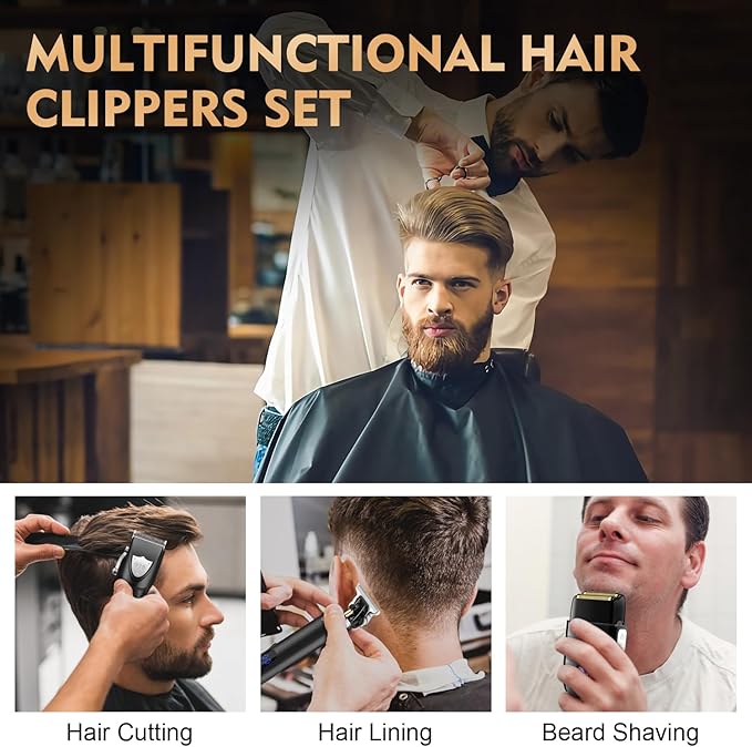 Professional Hair Clipper Set for Men, Barber Kit Clipper and Trimmer Set, Electric Foil Shavers for Men with Travel Case