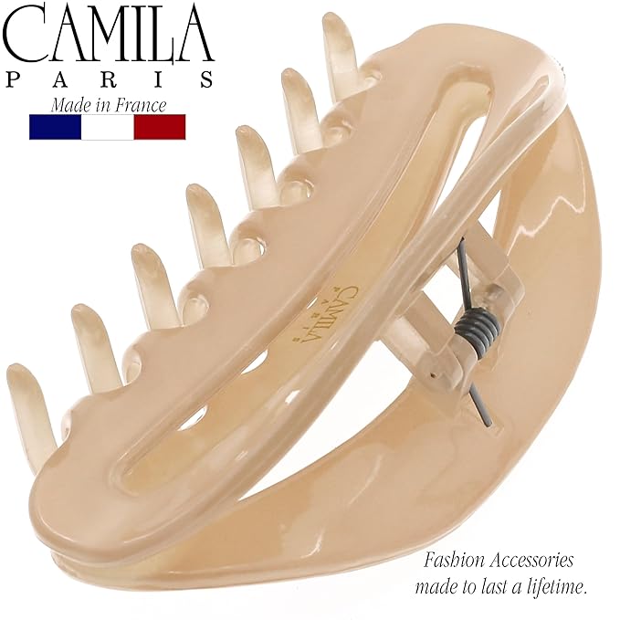 Camila Paris CP3122 French Hair Clip for Women, Beige, Girls Hair Claw Clip Jaw Fashion Durable and Styling Hair Accessories for Women, Luxury Ladies Strong Hold No Slip Grip Clamp, Made in France