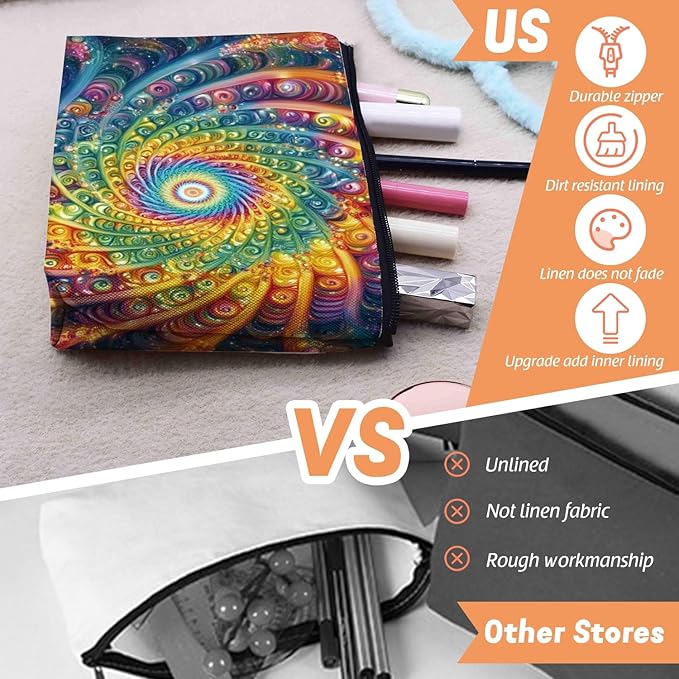 Cosmetic Bags Travel Makeup Toilet Case Waterproof Pouch for Women Girls 6.7X9.45inches - Abstract Art Style Spirals