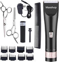 Maxshop Professional Hair Clippers for Men and Babies Quiet Clippers Cordless Haircut kit with Charging Dock, 8 Comb Guides, 2 Scissors,1 Hair Comb Self Hair Cutting System (Black)