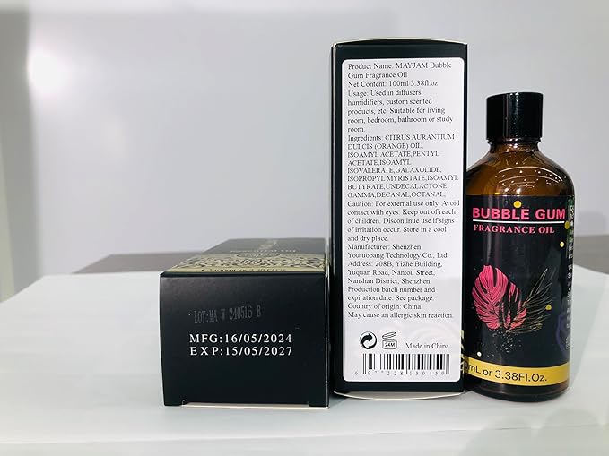 MAYJAM 100ML/3.38FL.OZ Bubble Gum Fragrance Oils with Glass Dropper, Essential Oils for Diffusers for Home, Long Lasting Scented Oils for Diffusers Soap Candle Making
