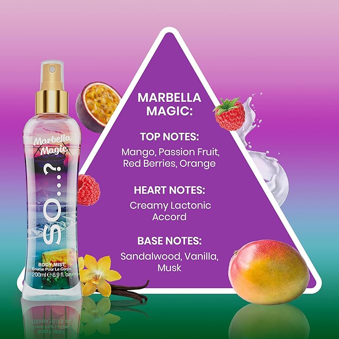 So...? Marbella Magic Body Mist for Women - 6.9 oz Body Mist - Pack of 3