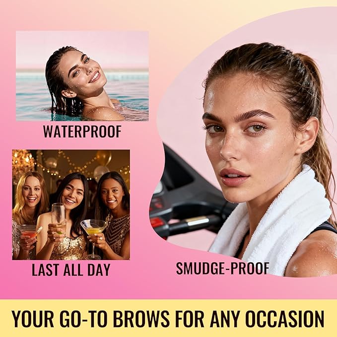 Vevivia Eyebrow Pen - Eyebrow Gel Clear, Dual-Ended Eye Brow Pencils for Women with 4-Fork-Tip and Precise Brush-Tip for Natural Hair-Like Strokes, Last All Day Eyebrow Pencil, Black