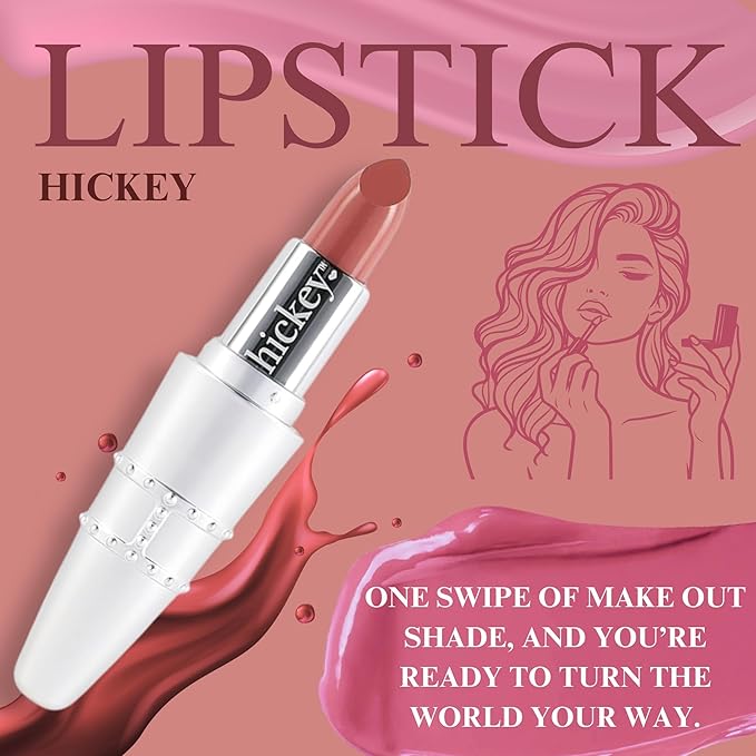 Hickey Lipstick Make Out Mauve Shades Refillable - Long Lasting Lipstick for Women, Hydrating & Moisturizing Shade, Lip Color for Women, Gluten-Free & Vegan with Highly Pigmented – 1.6 Ounces