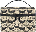 MNSRUU Makeup Bags, Bats and Flowers Vintage Makeup Organizer Bags Toiletry Bag Box Travel Cosmetic Bag Make Up Train Case for Women Teen Girl Ladies