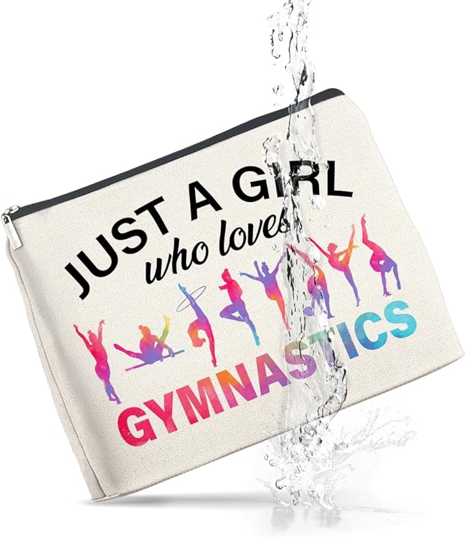 Gymnastics Gifts Makeup Bag Gymnastics Gifts for Women Cheerleader Gymnast Cosmetic Bag Just a Girl Who Loves Gymnastics Zipper Makeup Pouch Gift