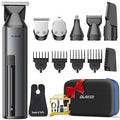 GLAKER Beard Trimmer for Men,Cordless Hair Trimmer,Electric Razor with Interchangeable Magnetic Attachments for Hair Body Facial Trimming,6 in 1 Men Gromming Kit with Storage Bag and Beard Bib Apron